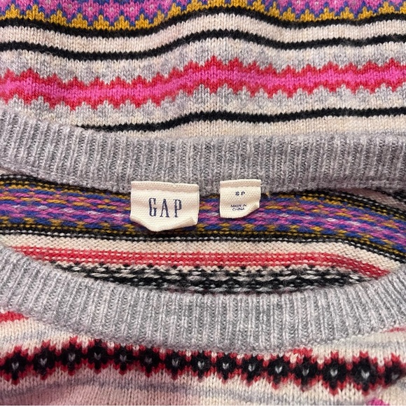 GAP Fair Isle Wool Blend Sweater Small Grey Multicolor Stripe - Picture 7 of 8